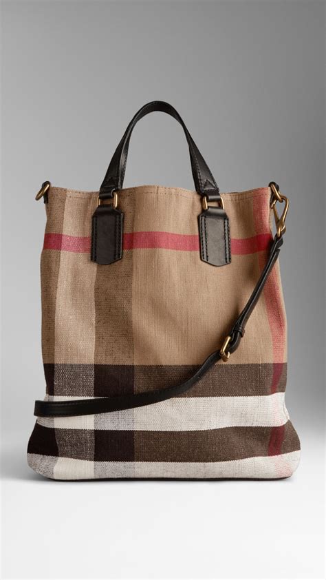 burberry canvas bag|burberry checked canvas tote bag.